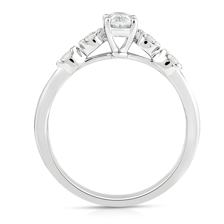 Lab Grown Diamond Oval Promise Ring in 10K White Gold (1/2 ct. tw.)