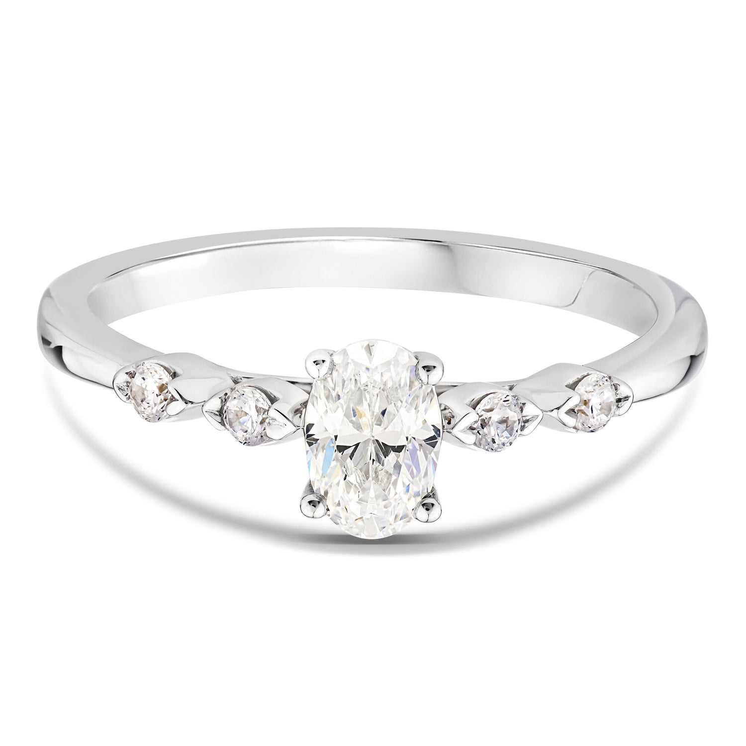 Lab Grown Diamond Oval Promise Ring in 10K White Gold (1/2 ct. tw.)