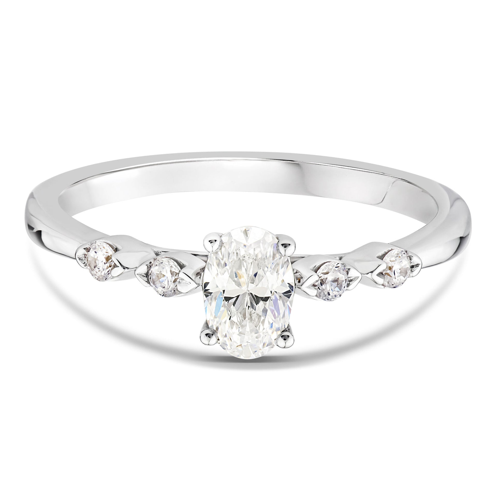Lab Grown Diamond Oval Promise Ring in 10K White Gold (1/2 ct. tw.)