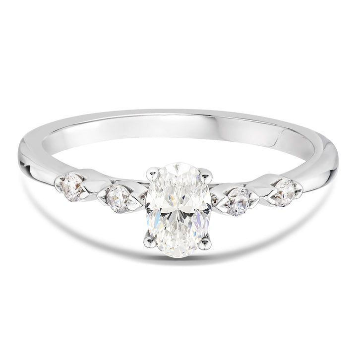 Lab Grown Diamond Oval Promise Ring in 10K White Gold (1/2 ct. tw.)