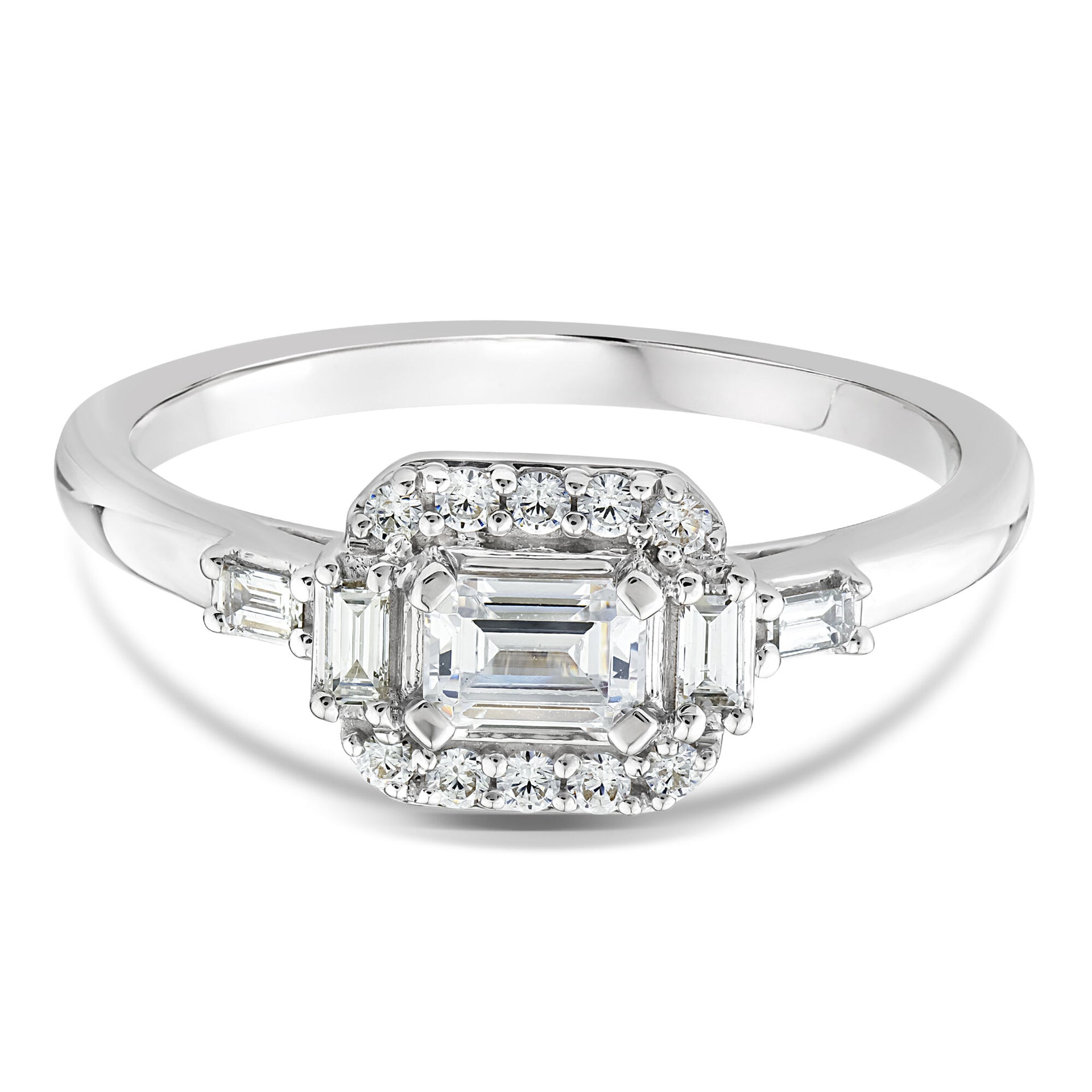 Lab Grown Diamond Emerald-Cut Promise Ring in 10K White Gold (1/2 ct. tw.)