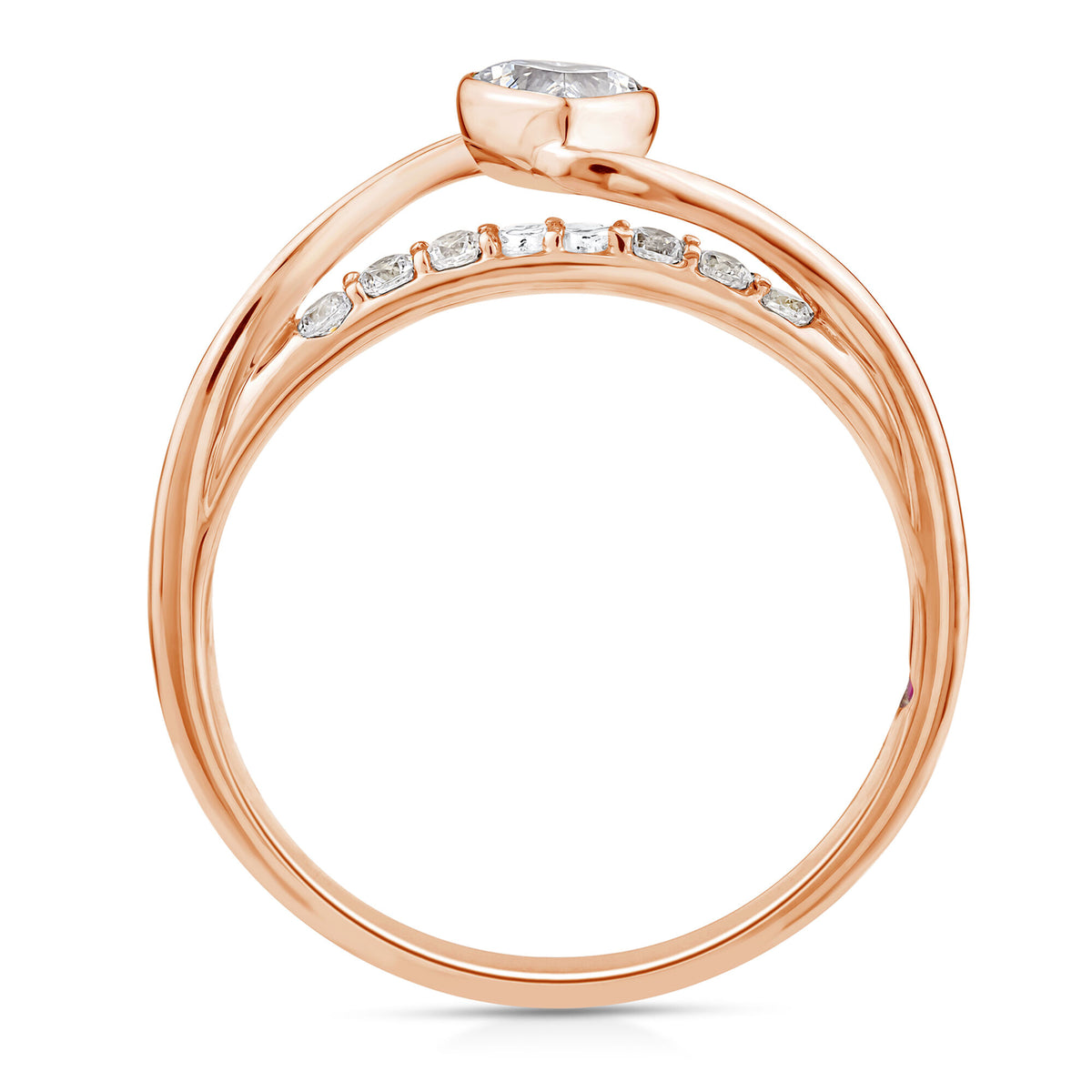 Lab Grown Diamond Heart Ring in 10K Rose Gold (3/8 ct. tw.)