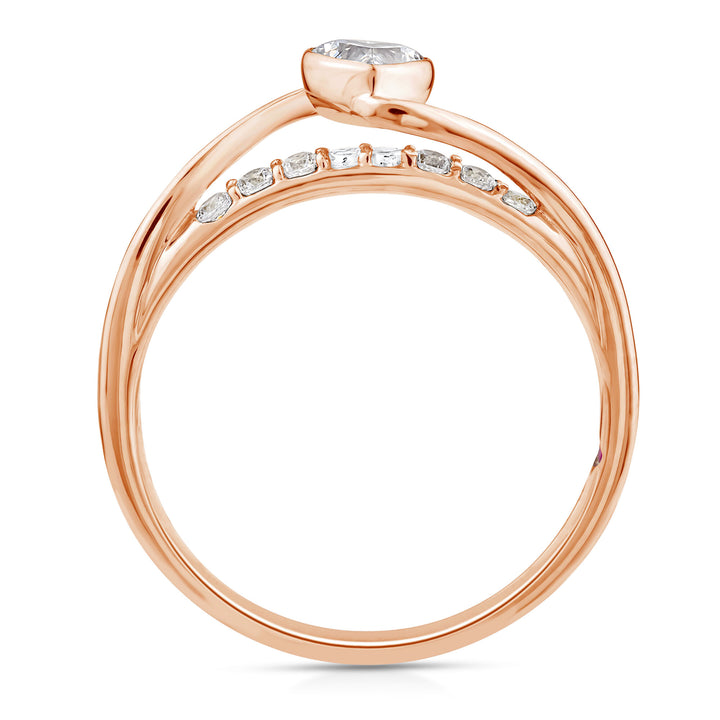 Lab Grown Diamond Heart Ring in 10K Rose Gold (3/8 ct. tw.)