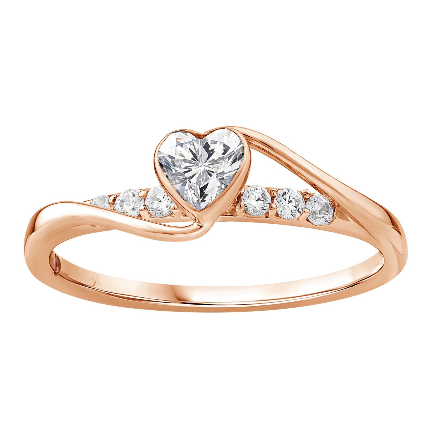 Lab Grown Diamond Heart Ring in 10K Rose Gold (3/8 ct. tw.)