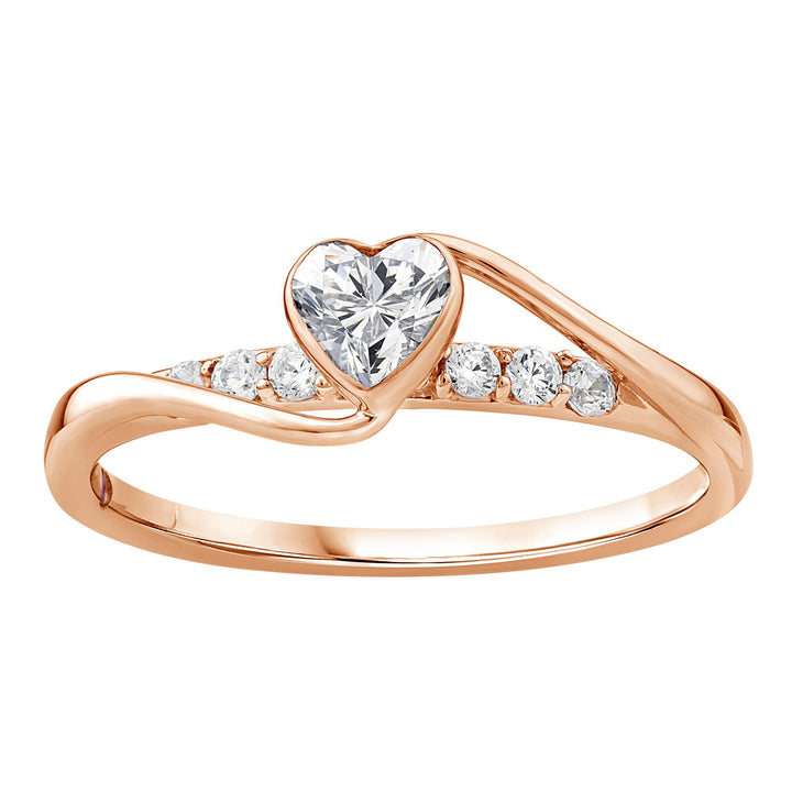 Lab Grown Diamond Heart Ring in 10K Rose Gold (3/8 ct. tw.)