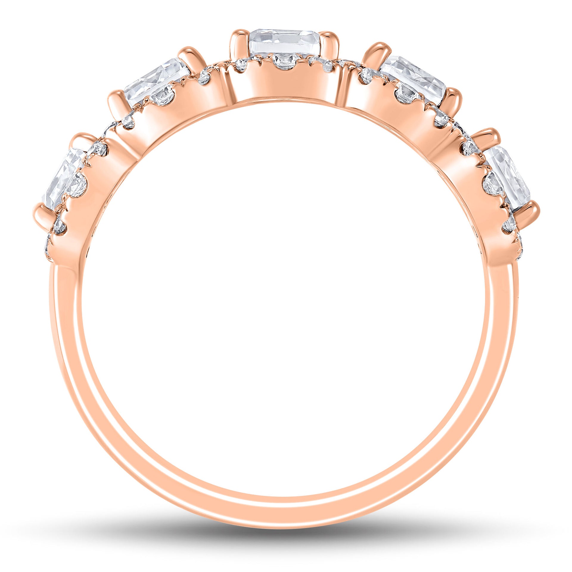 Lab Grown Diamond Emerald-Cut Halo Band in 10K Rose Gold (3 ct. tw.)