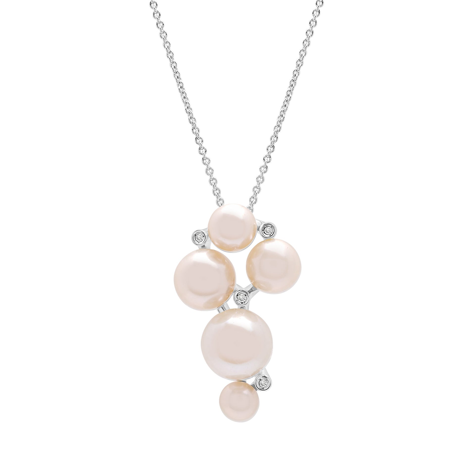 Diamond Accent and Freshwater Cultured Pearl Pendant in Sterling Silver
