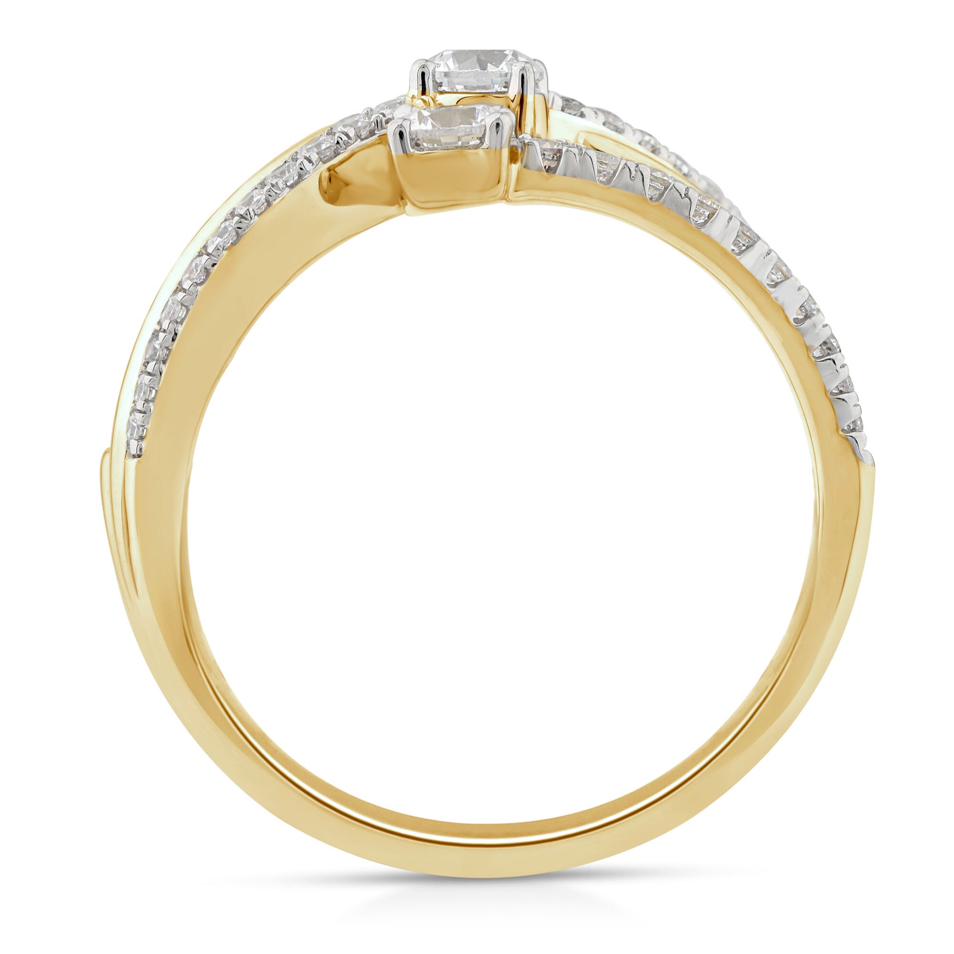 Diamond Three-Row Orbit Ring in 10K Yellow Gold (3/4 ct. tw.)
