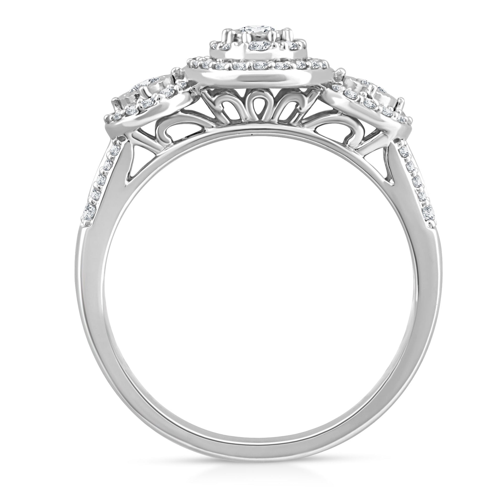 Diamond Three-Halo Ring in 10K White Gold (1/2 ct. tw.)