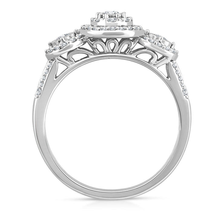 Diamond Three-Halo Ring in 10K White Gold (1/2 ct. tw.)
