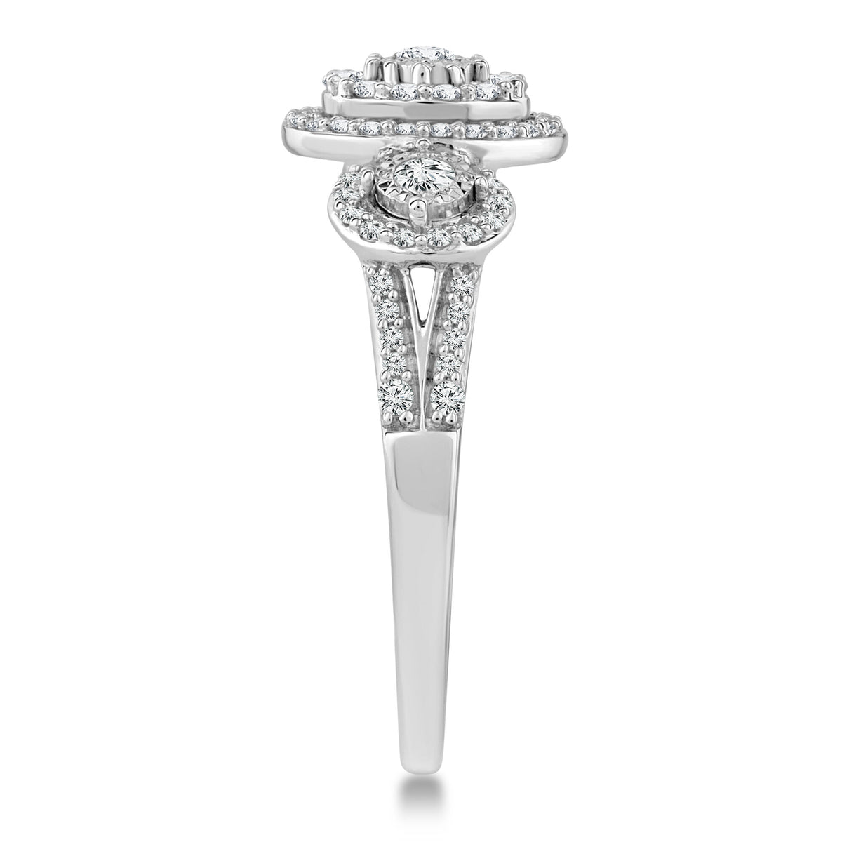 Diamond Three-Halo Ring in 10K White Gold (1/2 ct. tw.)