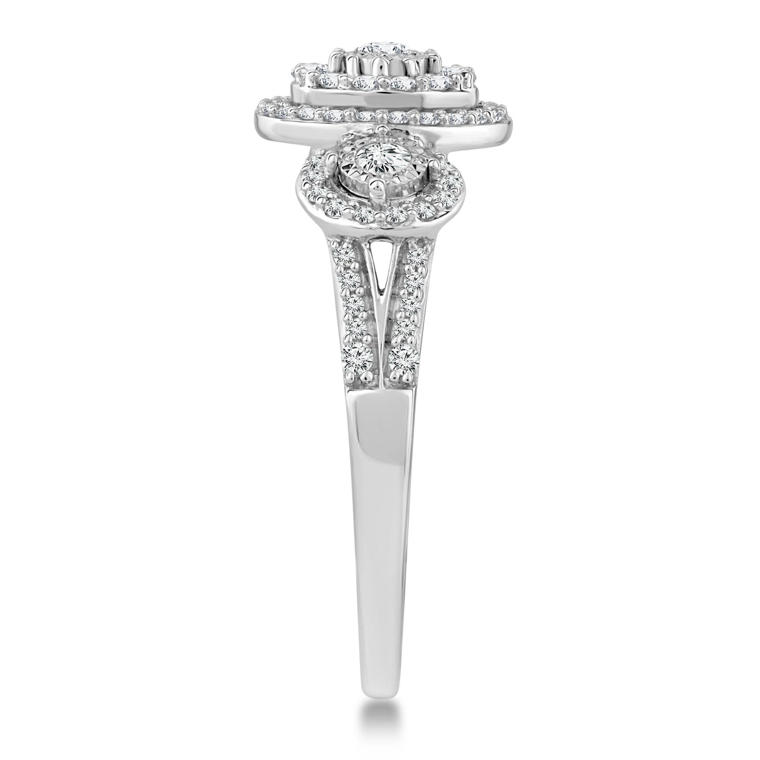 Diamond Three-Halo Ring in 10K White Gold (1/2 ct. tw.)
