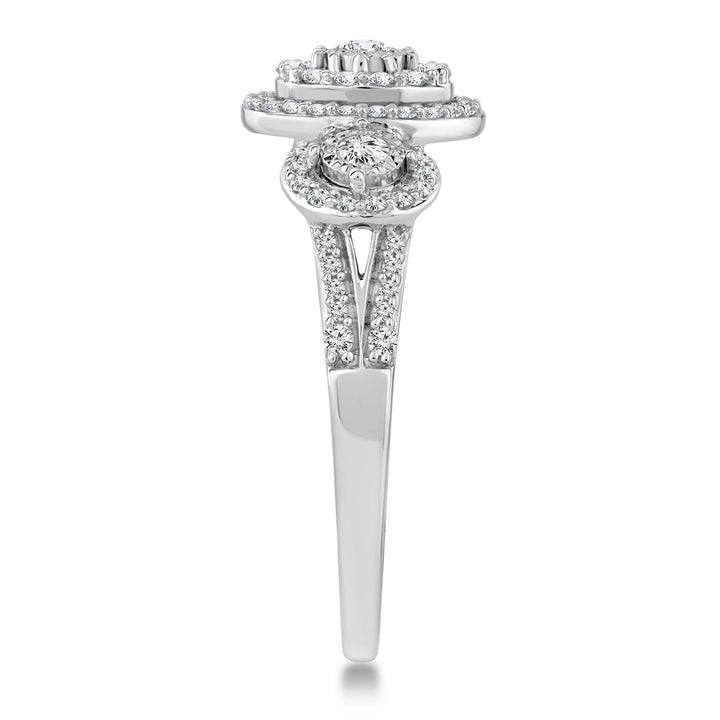 Diamond Three-Halo Ring in 10K White Gold (1/2 ct. tw.)