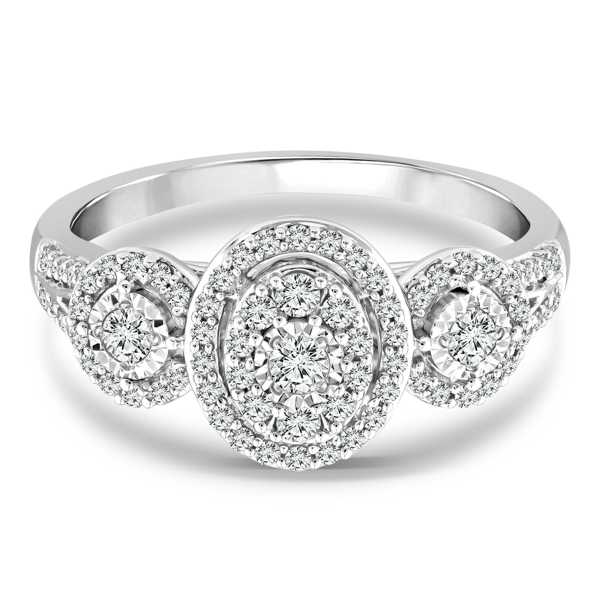 Diamond Three-Halo Ring in 10K White Gold (1/2 ct. tw.)