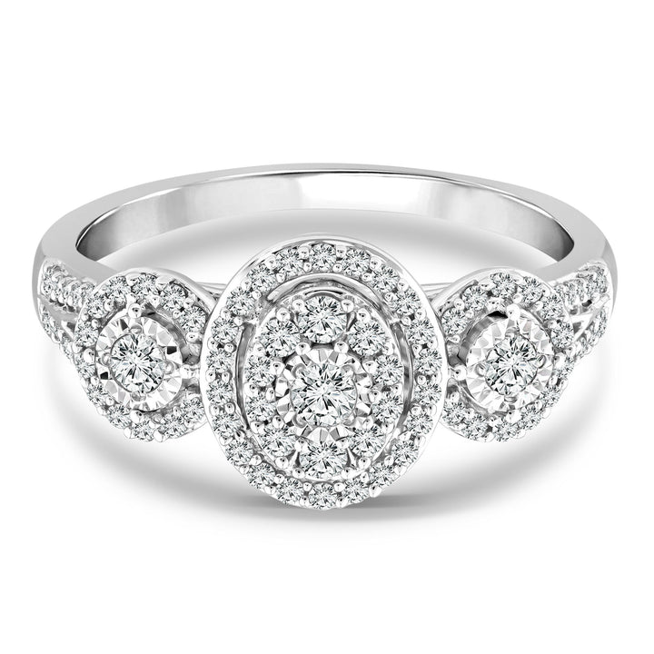 Diamond Three-Halo Ring in 10K White Gold (1/2 ct. tw.)