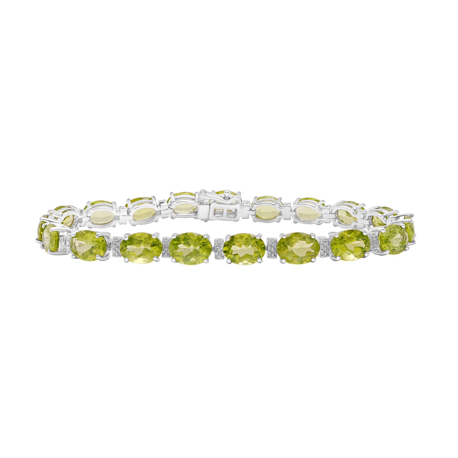 Peridot and Diamond Accent Bracelet in Sterling Silver