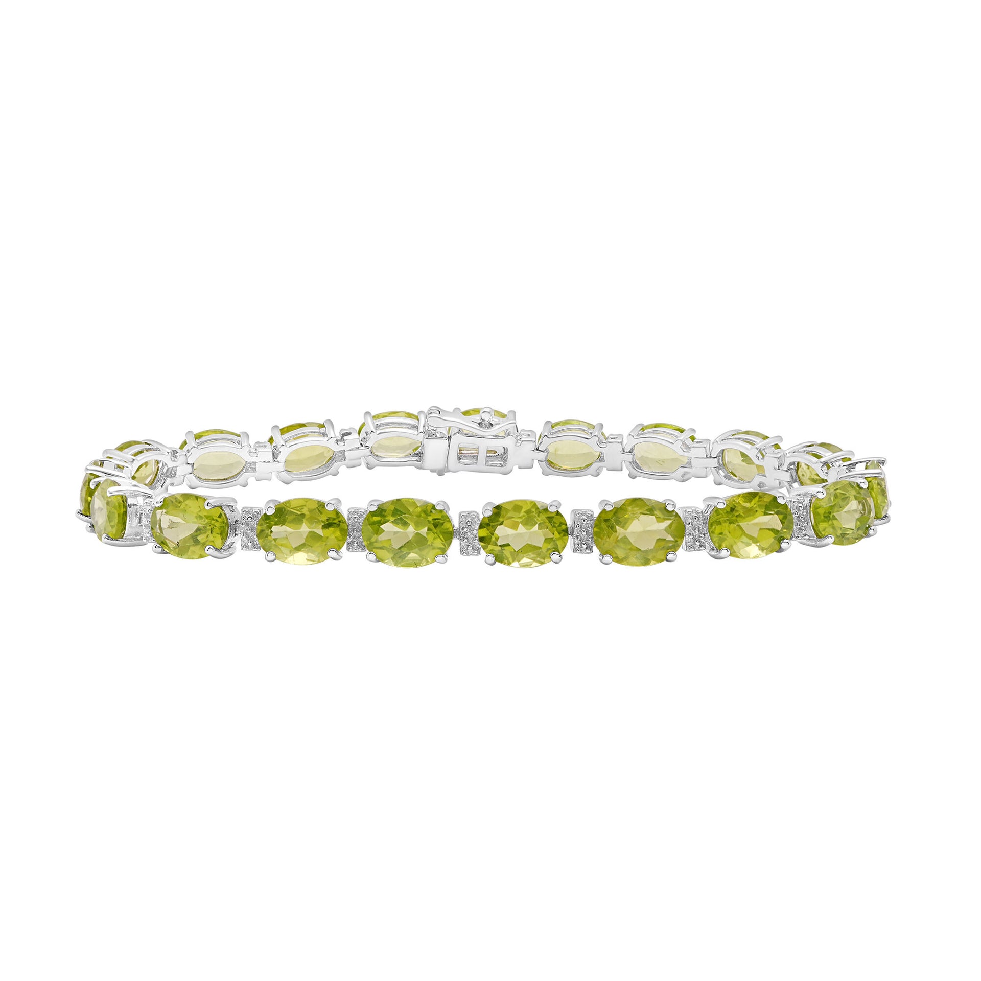 Peridot and Diamond Accent Bracelet in Sterling Silver