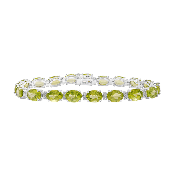 Peridot and Diamond Accent Bracelet in Sterling Silver