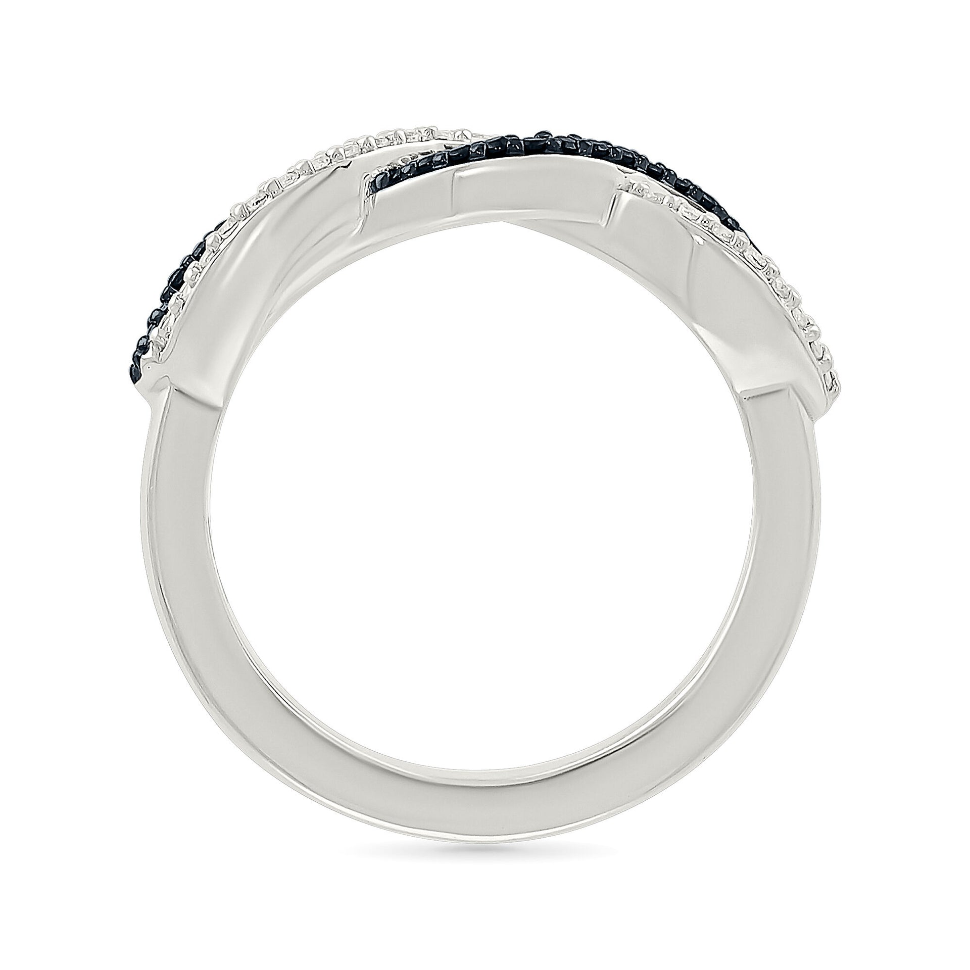 Black and White Diamond Twist Ring in Sterling Silver (1/5 ct. tw.)