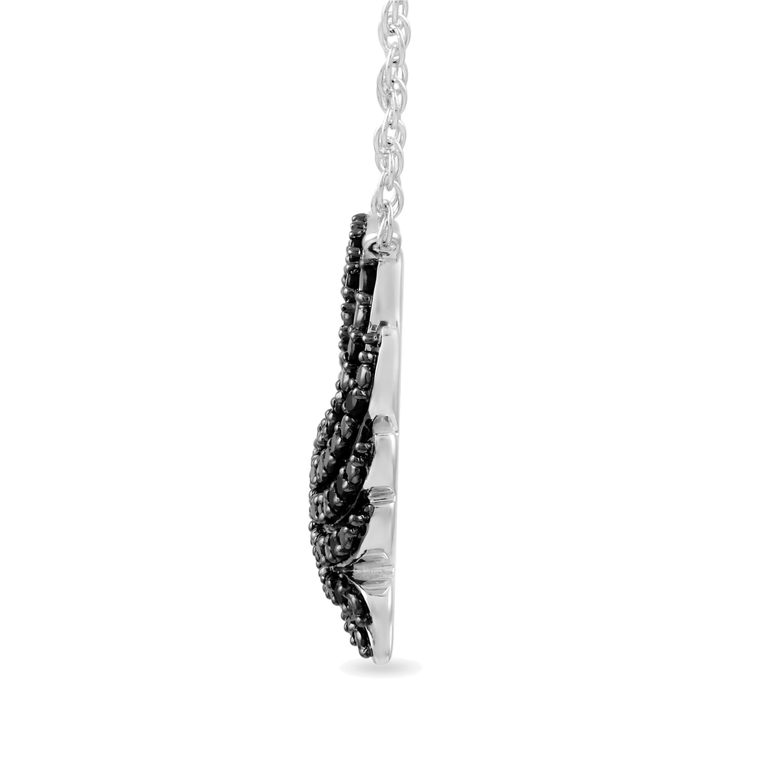 Black Diamond Swan Pendant in Sterling Silver (1/4 ct. tw.)