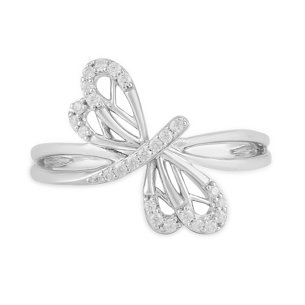 Diamond Dragonfly Ring in Sterling Silver (1/8 ct. tw.)