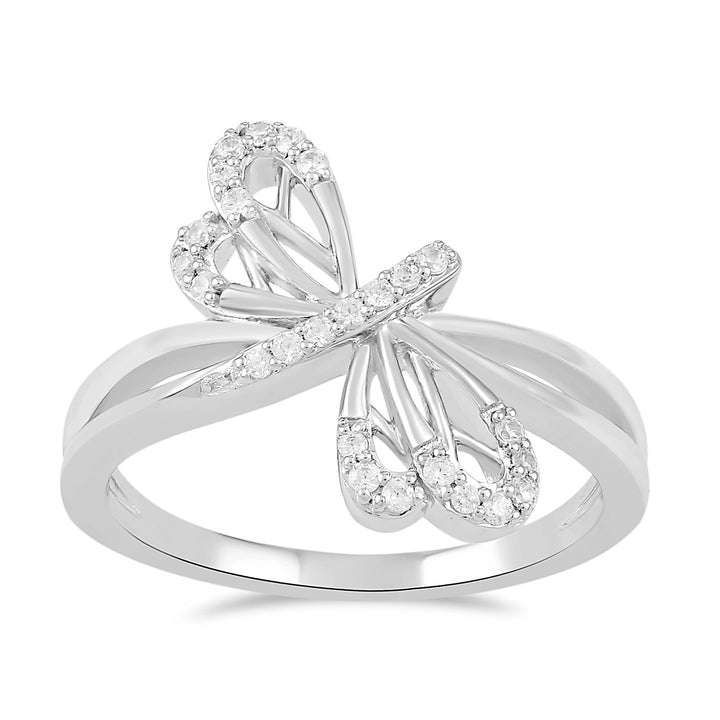 Diamond Dragonfly Ring in Sterling Silver (1/8 ct. tw.)