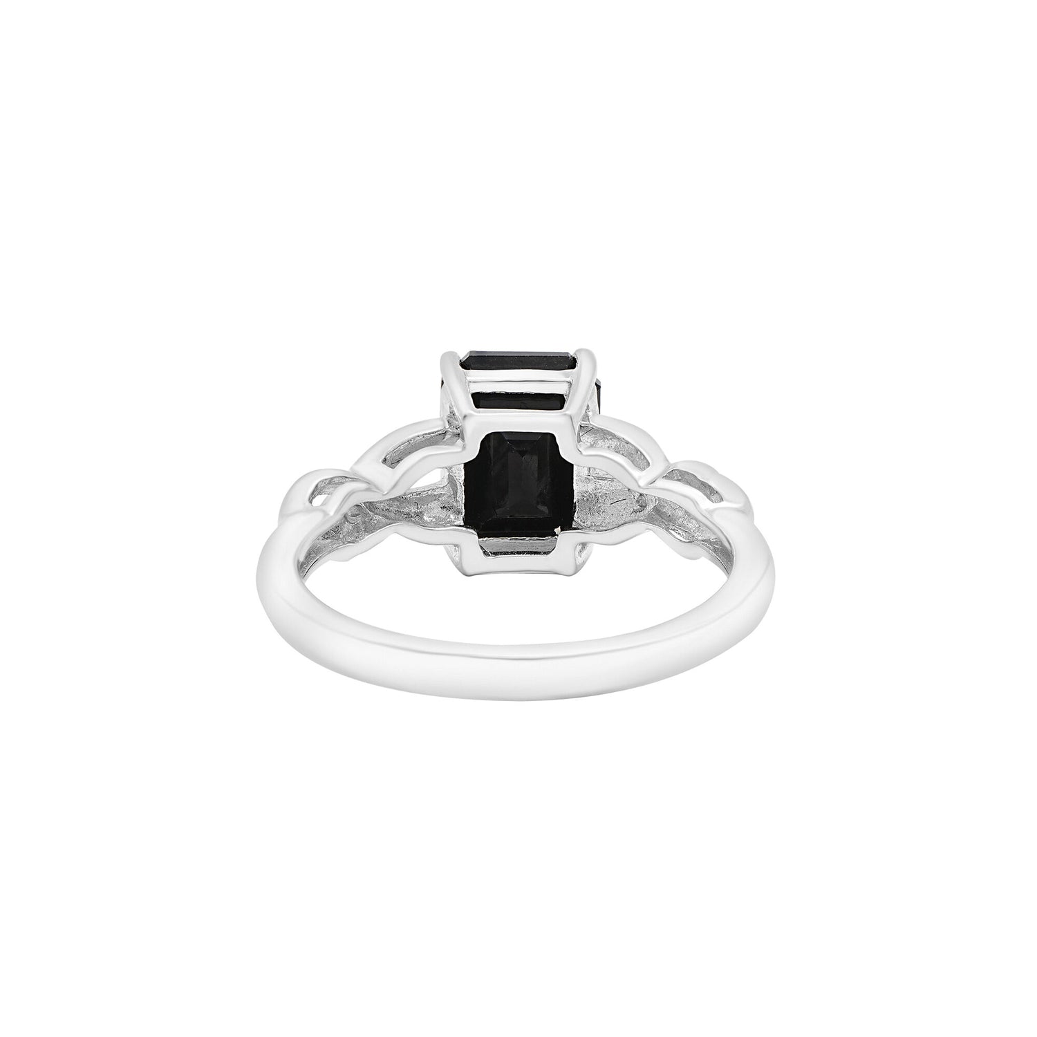 Onyx and Diamond Accent Twist Shank Ring in Sterling Silver