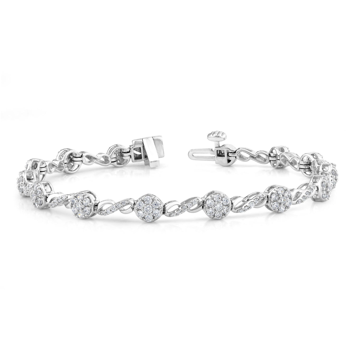 Diamond Cluster Infinity Bracelet in 10K White Gold (2 ct. tw.)