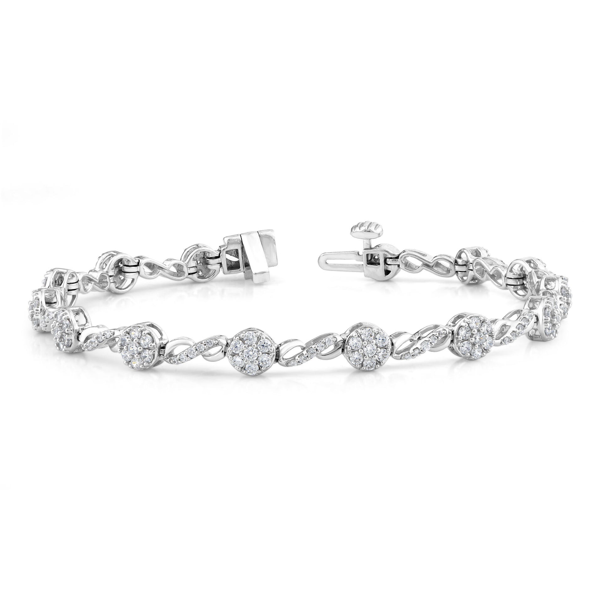 Diamond Cluster Infinity Bracelet in 10K White Gold (2 ct. tw.)
