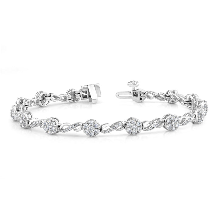 Diamond Cluster Infinity Bracelet in 10K White Gold (2 ct. tw.)