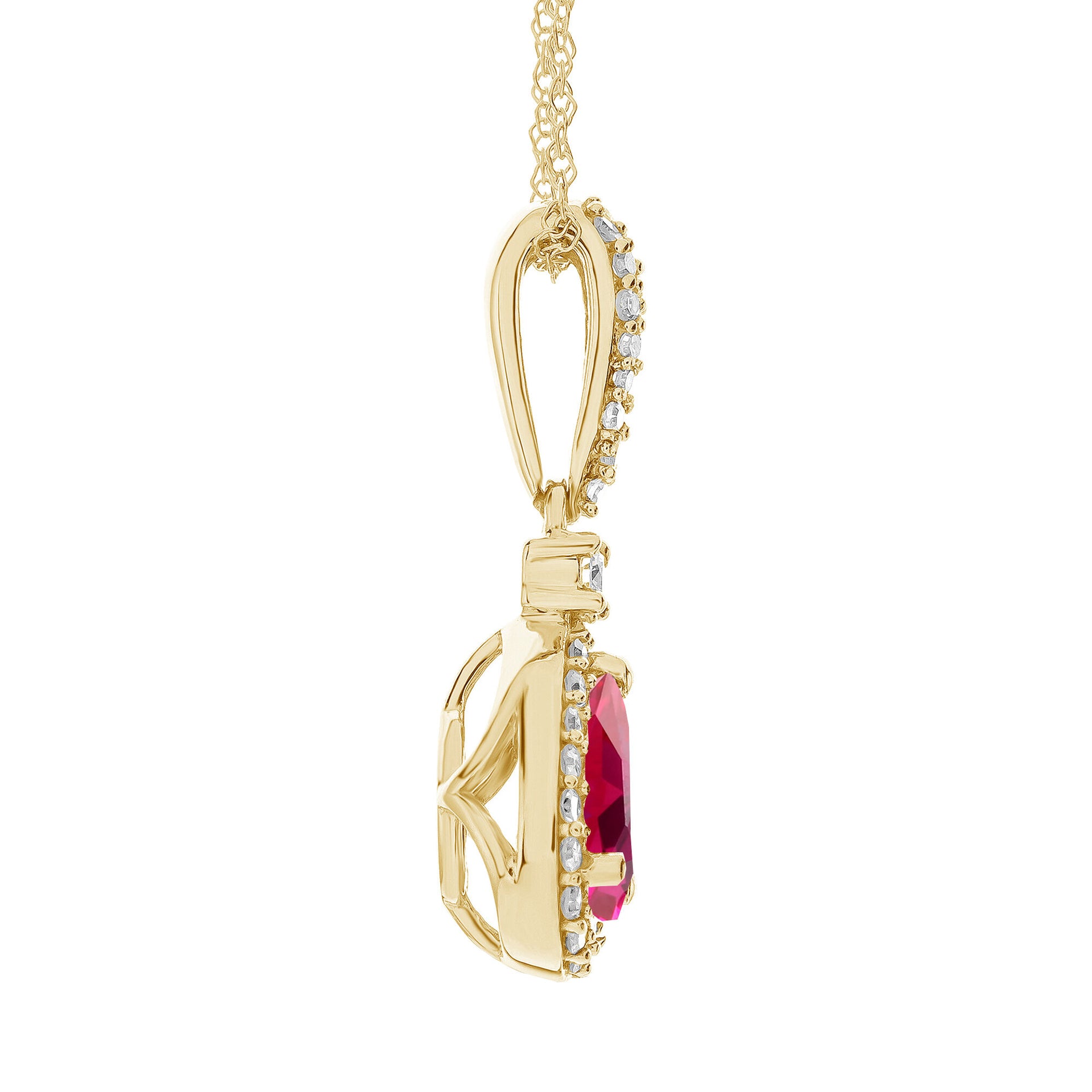 Ruby and Diamond Pendant in 10K Yellow Gold (1/5 ct. tw.)