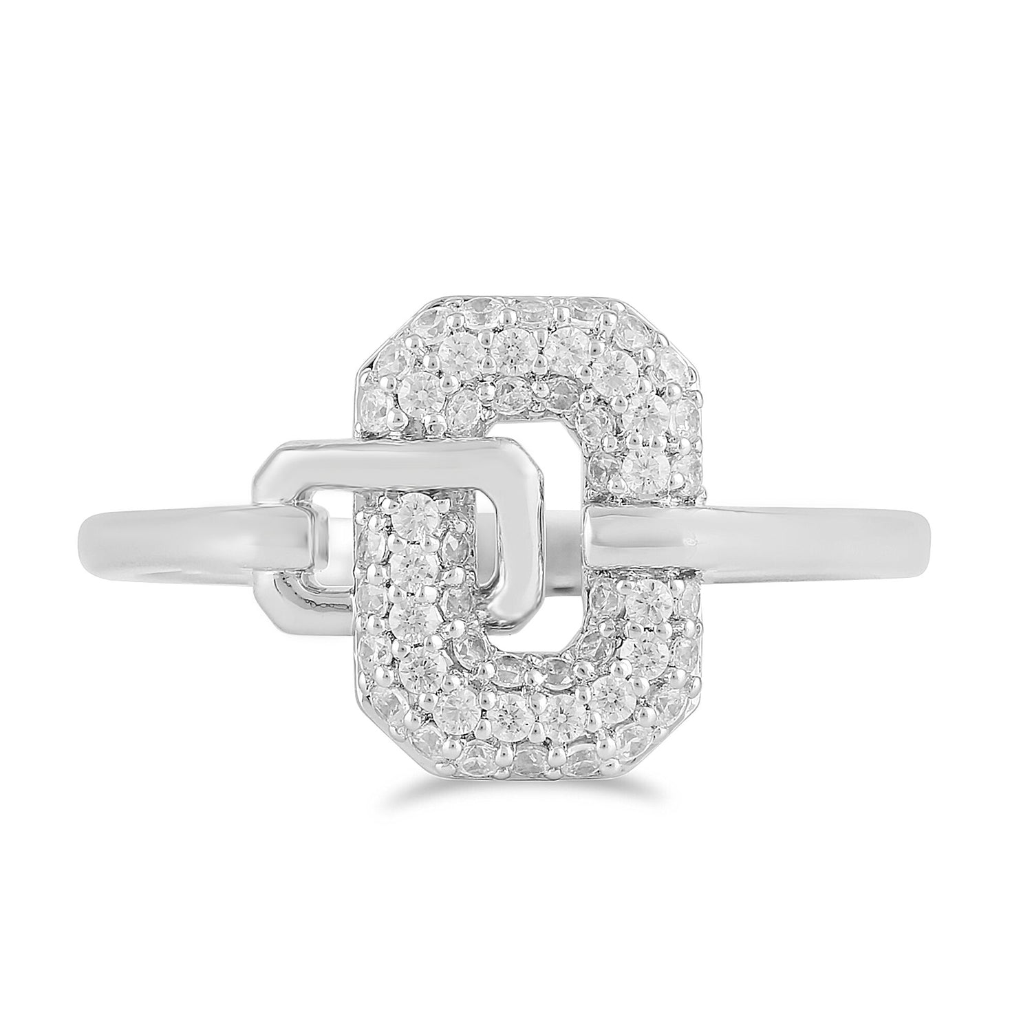 Diamond Oval Interlock Ring in Sterling Silver (1/4 ct. tw.)