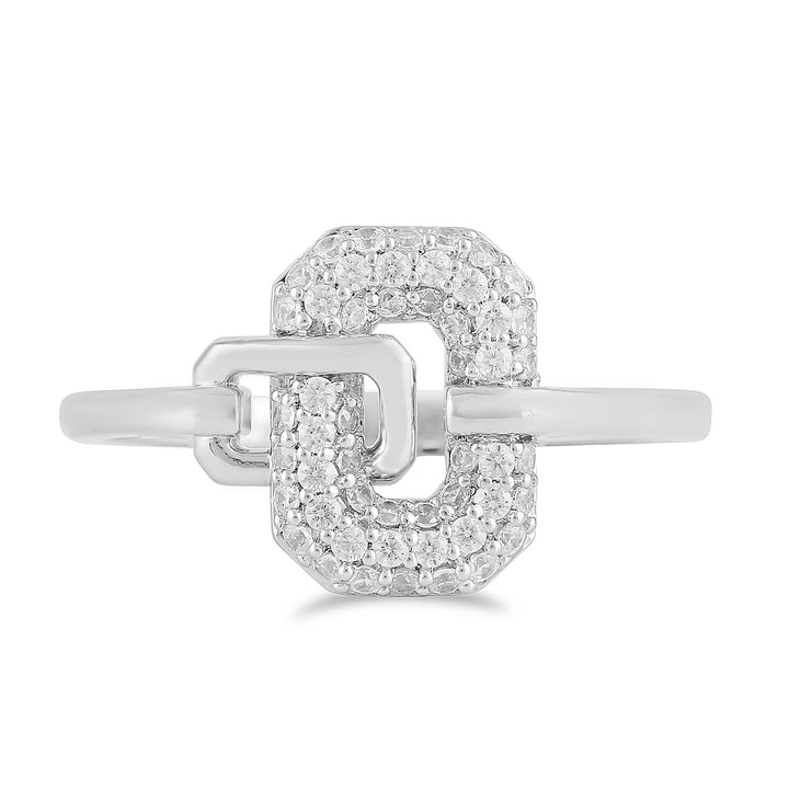 Diamond Oval Interlock Ring in Sterling Silver (1/4 ct. tw.)