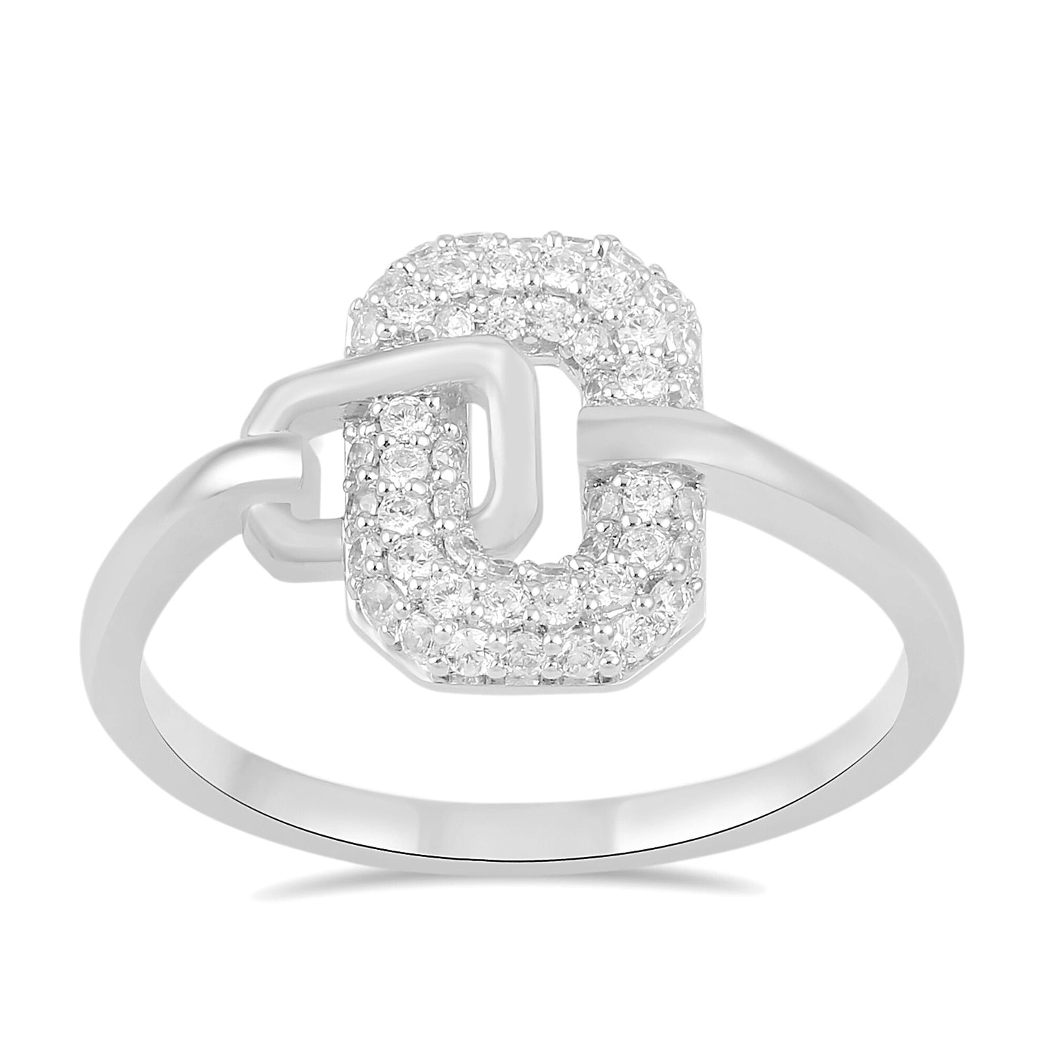 Diamond Oval Interlock Ring in Sterling Silver (1/4 ct. tw.)