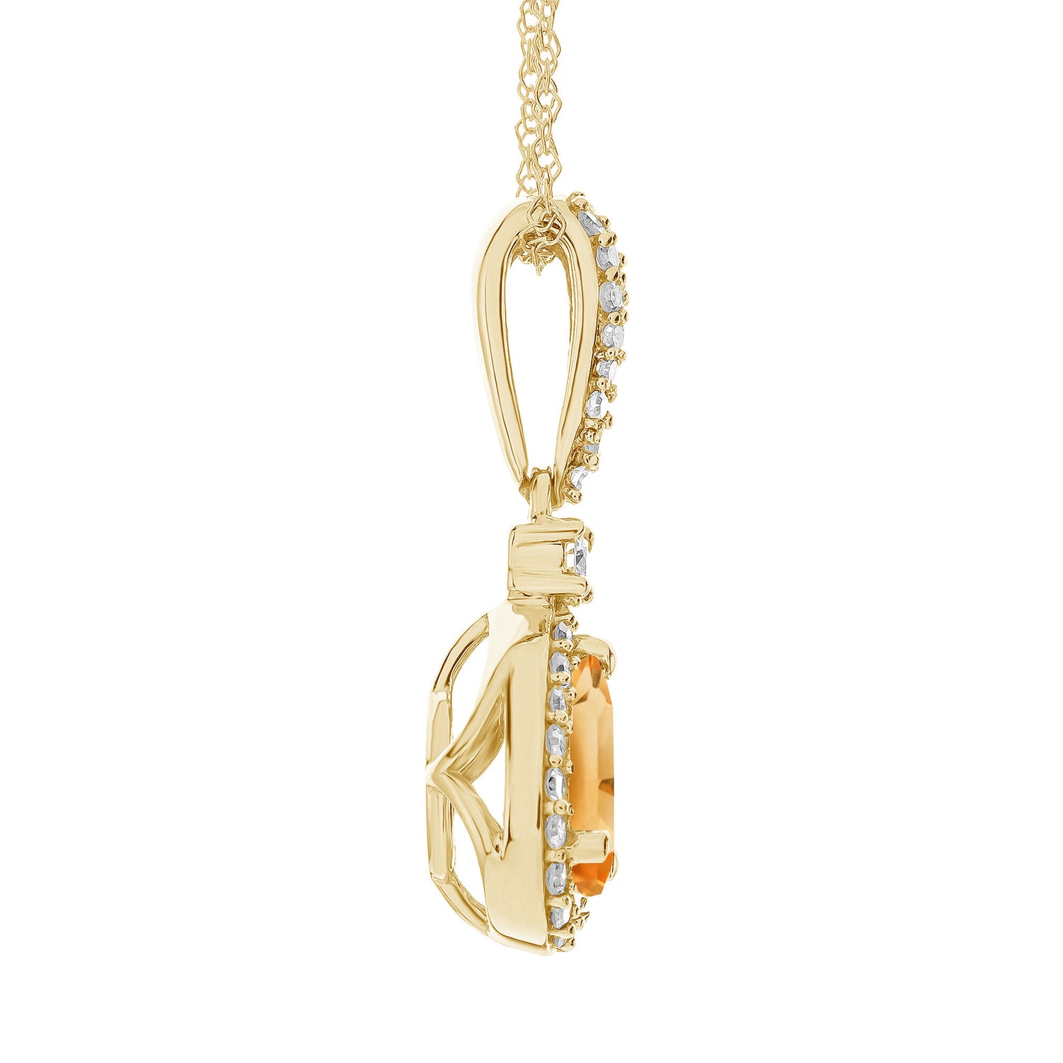 Citrine and Diamond Pendant in 10K Yellow Gold (1/5 ct. tw.)