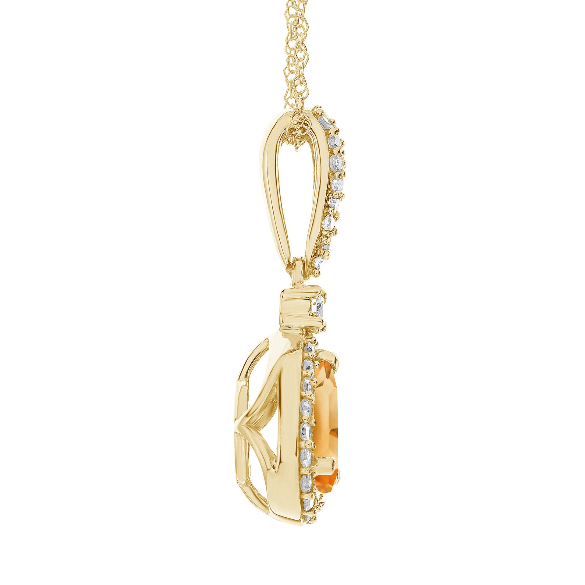 Citrine and Diamond Pendant in 10K Yellow Gold (1/5 ct. tw.)