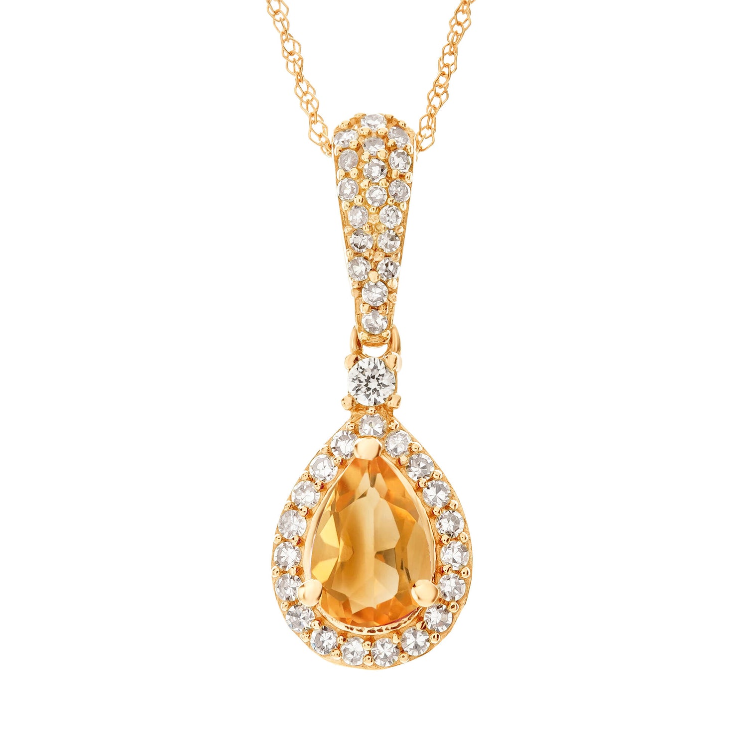 Citrine and Diamond Pendant in 10K Yellow Gold (1/5 ct. tw.)