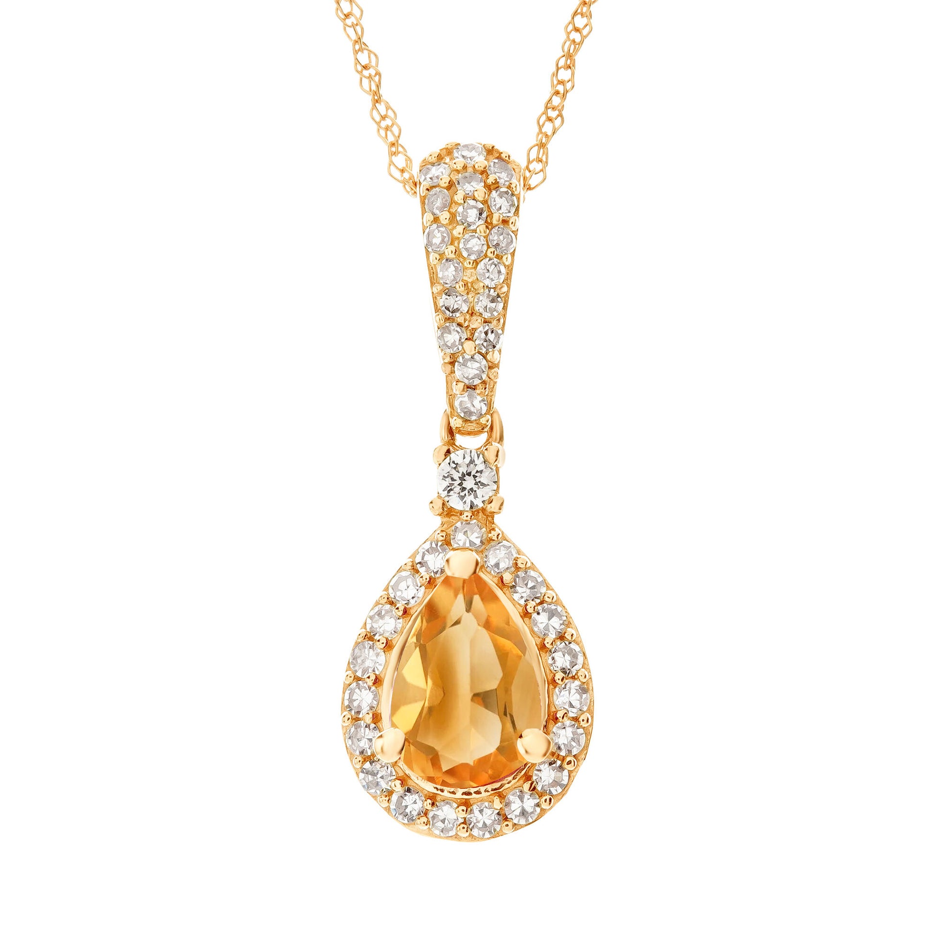 Citrine and Diamond Pendant in 10K Yellow Gold (1/5 ct. tw.)