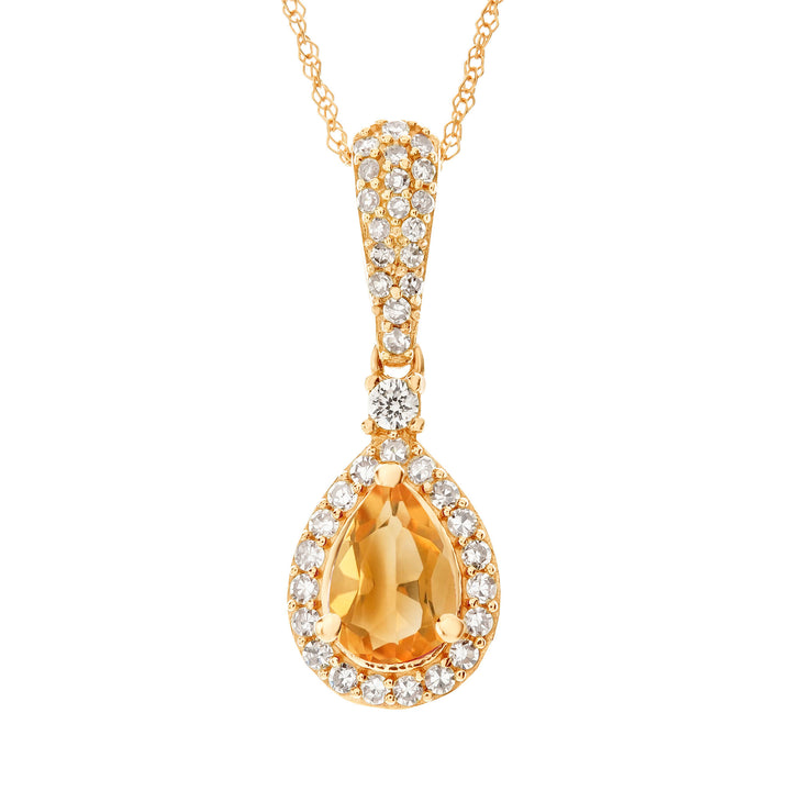 Citrine and Diamond Pendant in 10K Yellow Gold (1/5 ct. tw.)