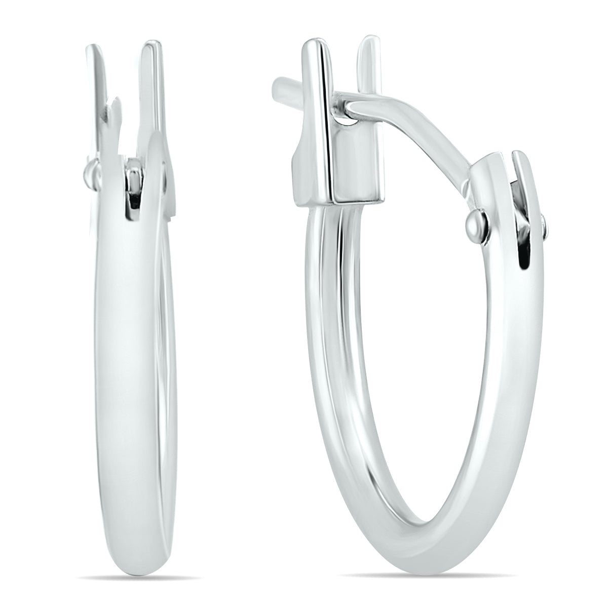 14K White Gold 12Mm Hoop Earrings 1.5Mm Gauges