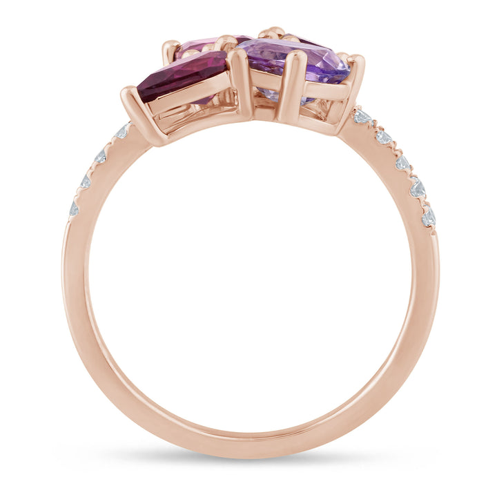 Multi-Gemstone Fashion Ring in 10K Rose Gold (1/7 ct. tw.)