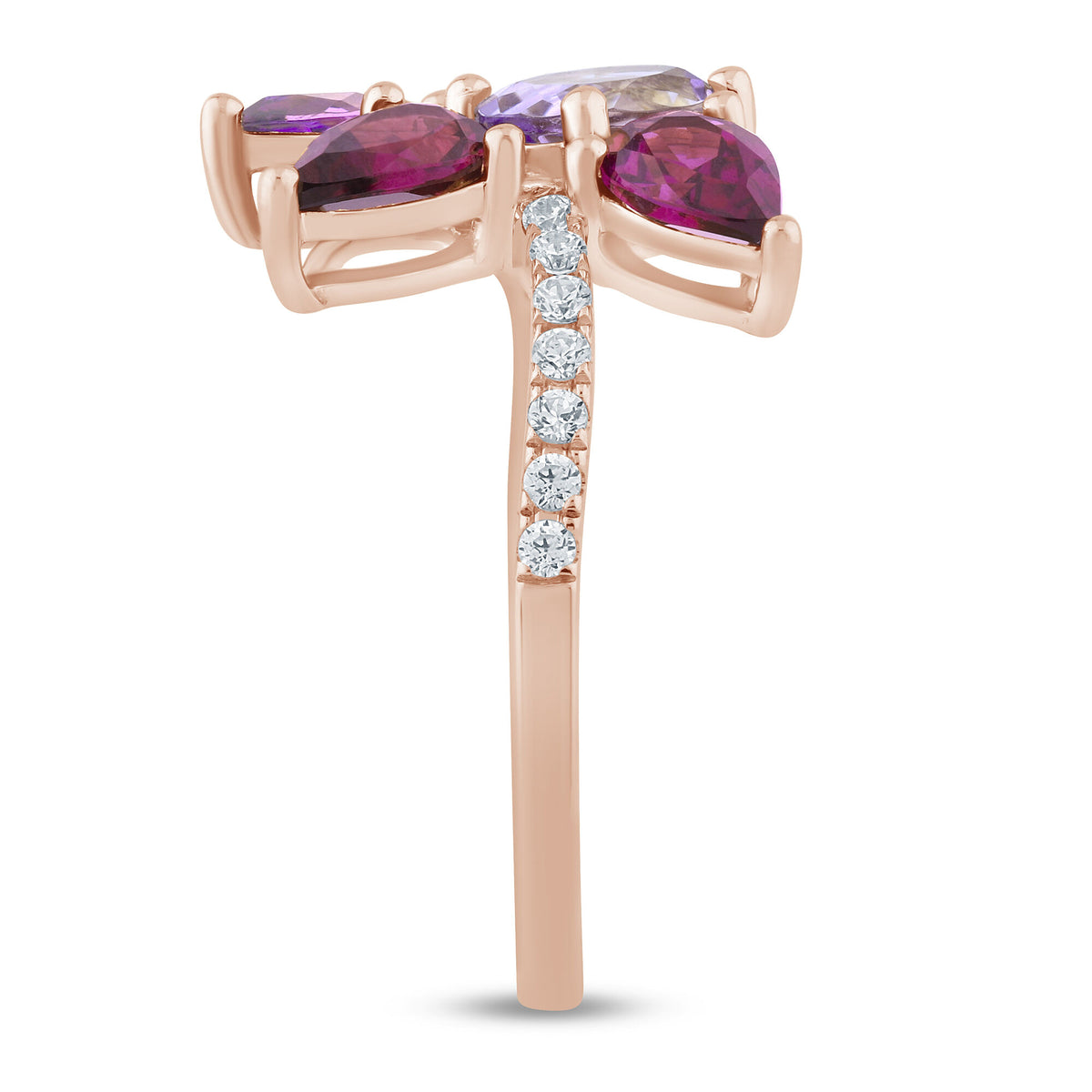 Multi-Gemstone Fashion Ring in 10K Rose Gold (1/7 ct. tw.)