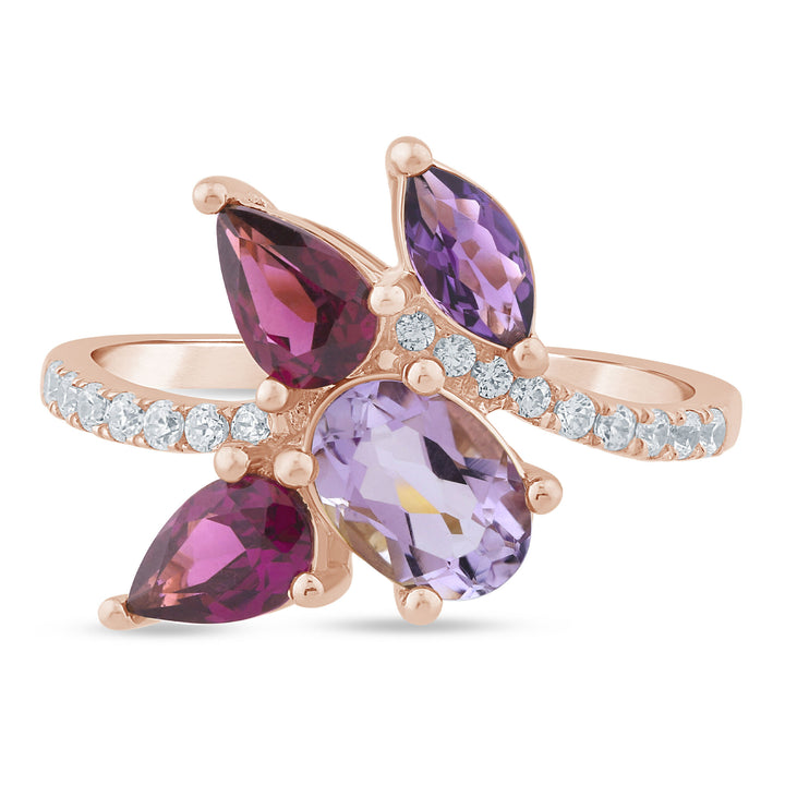 Multi-Gemstone Fashion Ring in 10K Rose Gold (1/7 ct. tw.)
