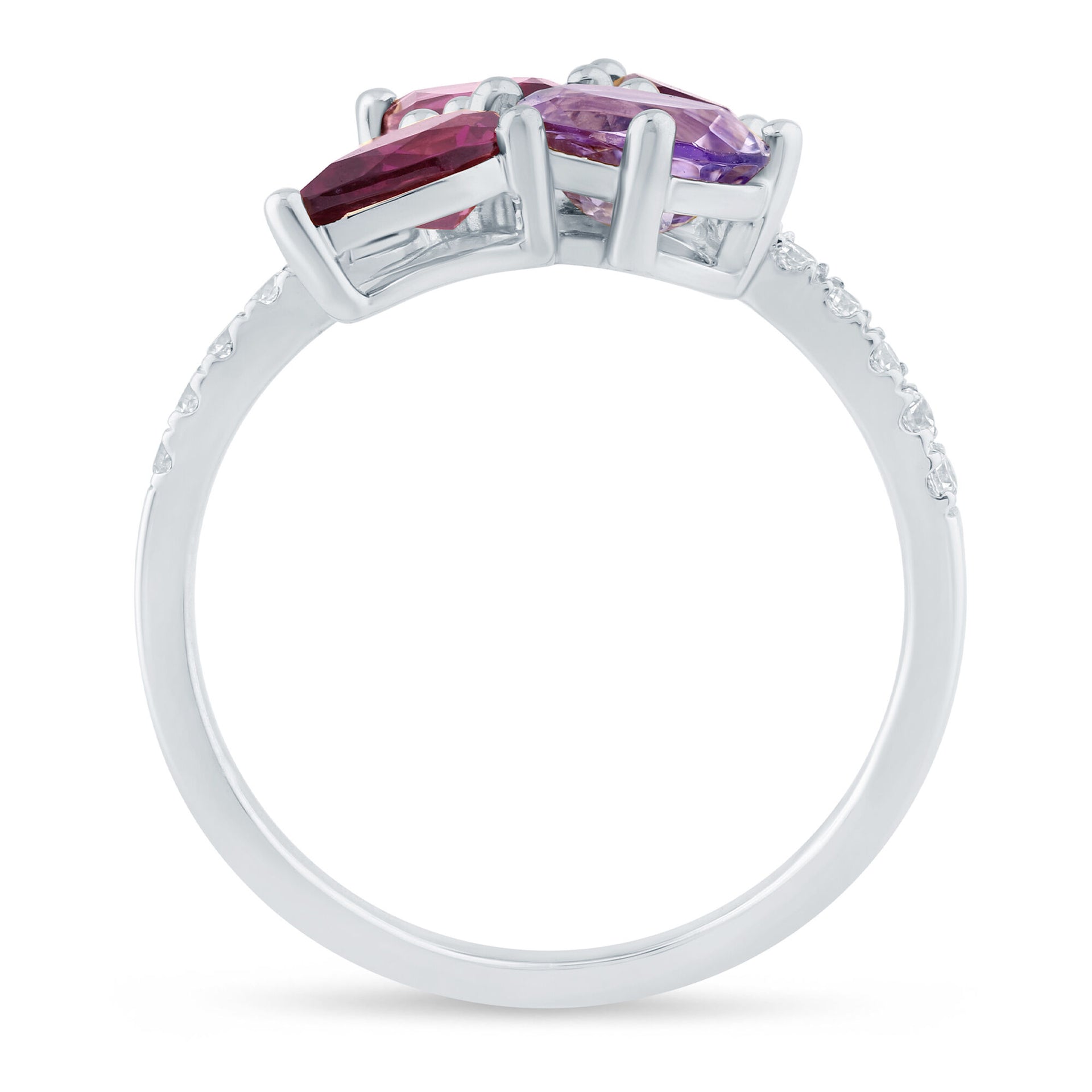 Multi-Gemstone Fashion Ring in 10K White Gold (1/7 ct. tw.)