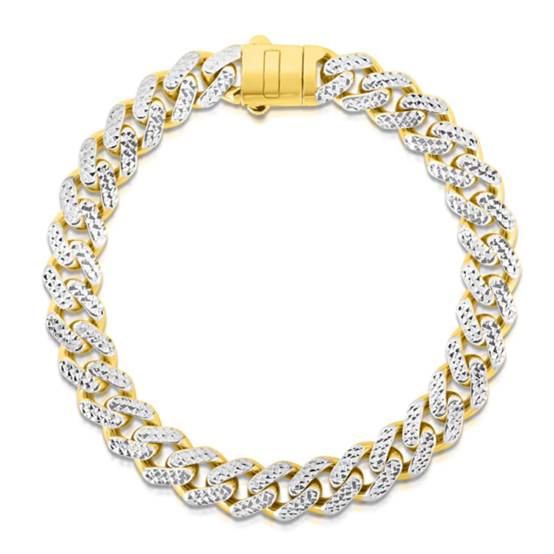 Miami Cuban Diamond-Cut Bracelet in 14K Yellow Gold, 9.5MM