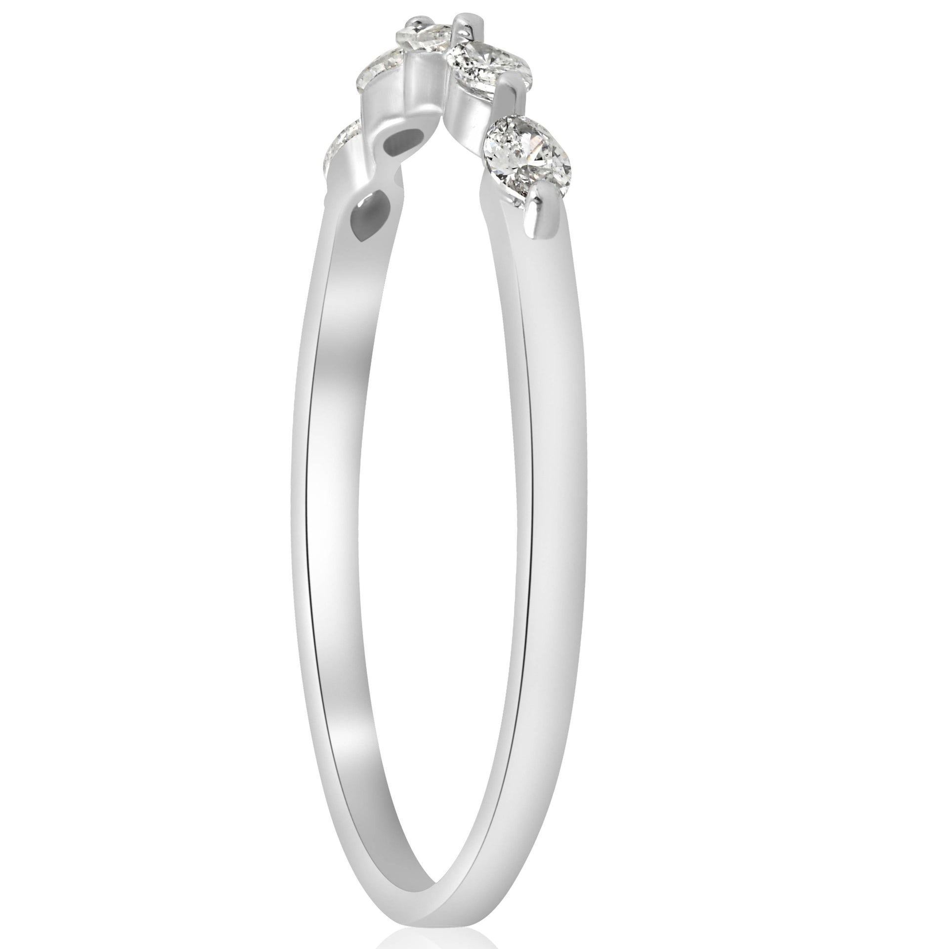 1/2 CT Marquise Diamond Five Stone Wedding Ring 14K White Gold