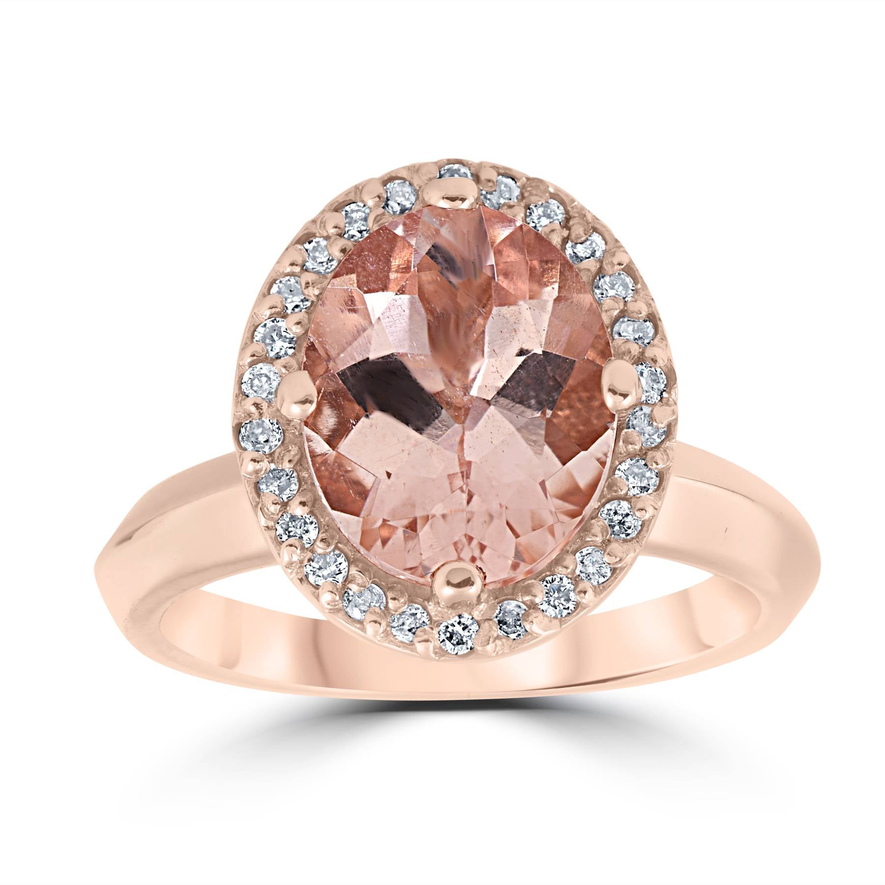 2 1/10ct Oval Morganite Halo Vintage Diamond Engagement Ring 14k Rose Gold