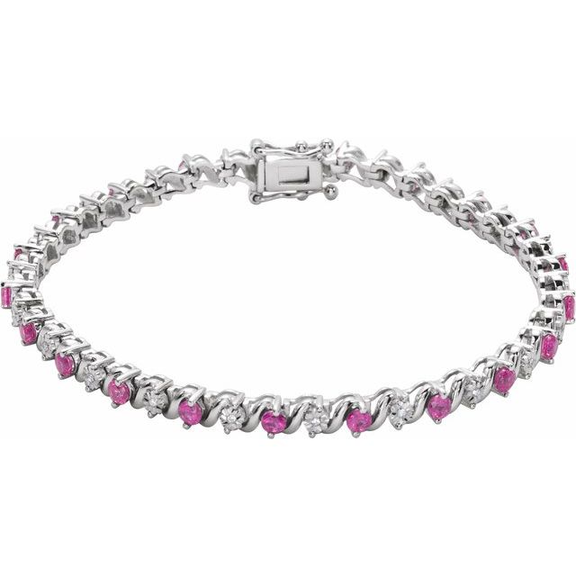 1.10Ct Lab-grown and Natural Diamond Bracelet in 14K White Gold