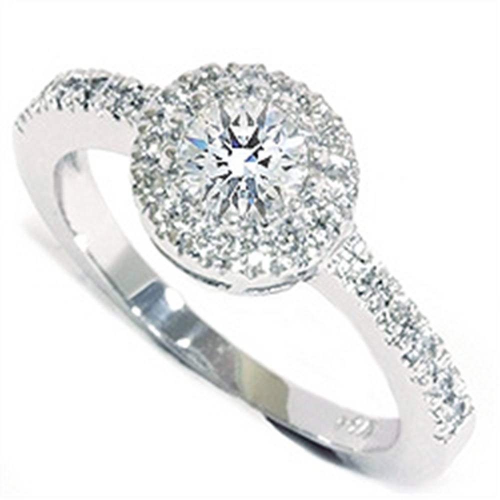 5/8 ct Pave Halo Lab Created Diamond Engagement Ring 14K White Gold
