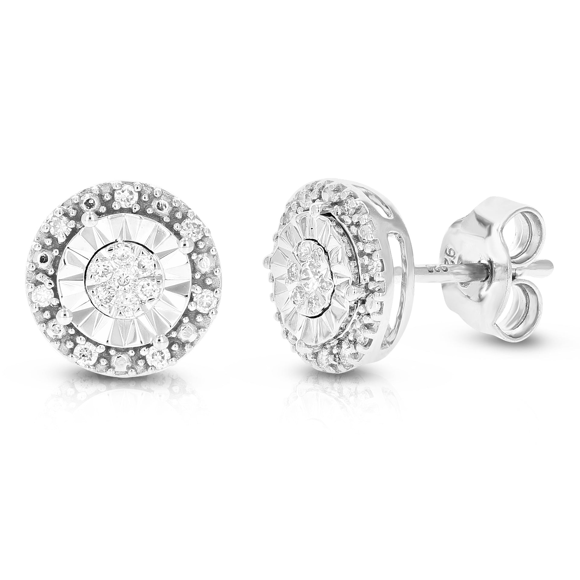 1/5 cttw 28 Stones Round Lab Grown Diamond Studs Earrings .925 Sterling Silver prong Set Round Shape